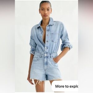 Zara Light Blue Denim short Overalls xs #y2k #westeren 
#denim #grunge